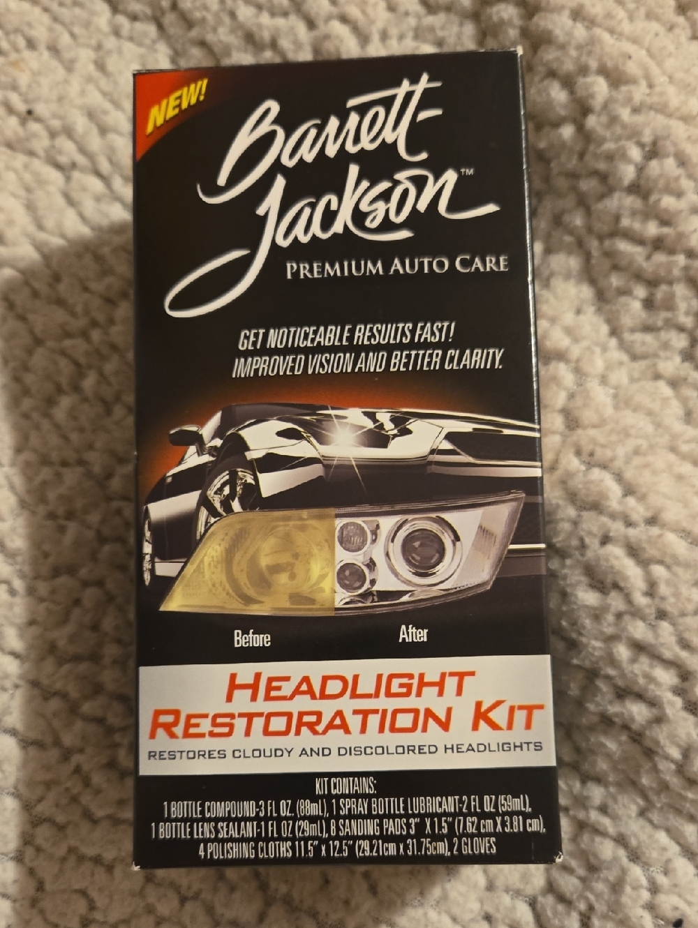 Barrett-Jackson Headlight Restoration Kit - Black & Orange Packaging